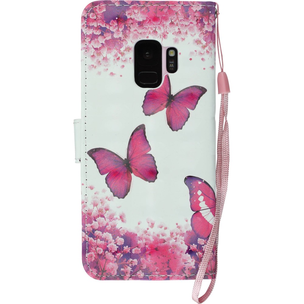 Fourre Samsung Galaxy S9 - 3D Flip Papillons roses