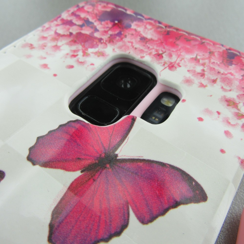 Fourre Samsung Galaxy S9 - 3D Flip Papillons roses