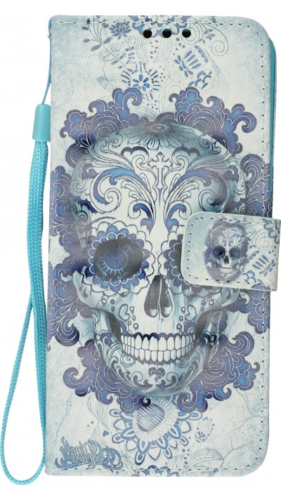 Fourre Samsung Galaxy S9 - 3D Flip Skull - Bleu clair