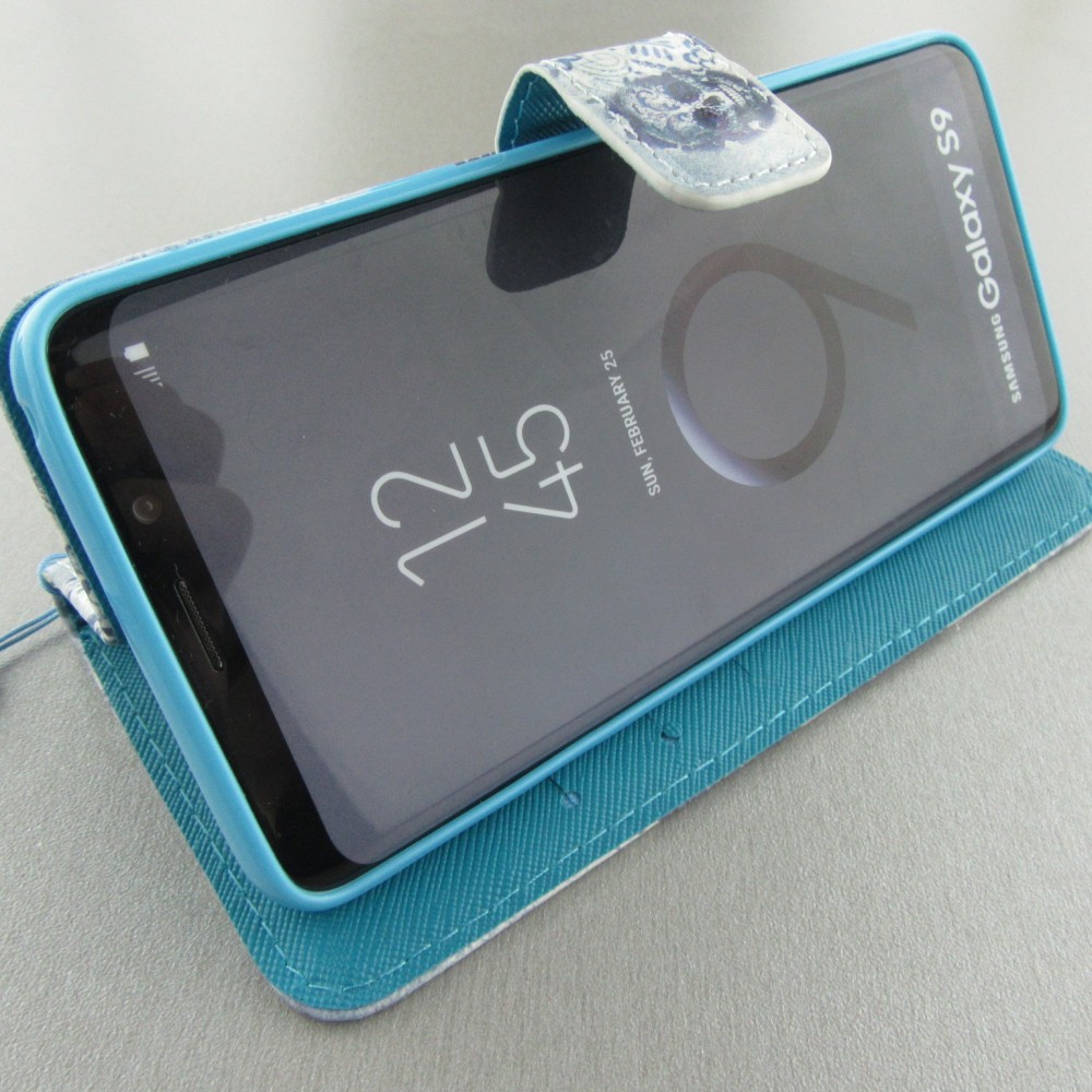 Fourre Samsung Galaxy S10 - 3D Flip Skull - Bleu clair