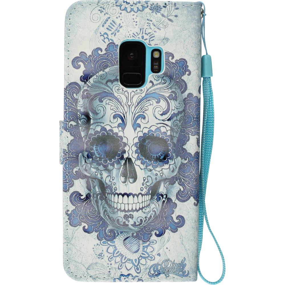 Hülle Samsung Galaxy S9 - 3D Flip Skull - Hellblau