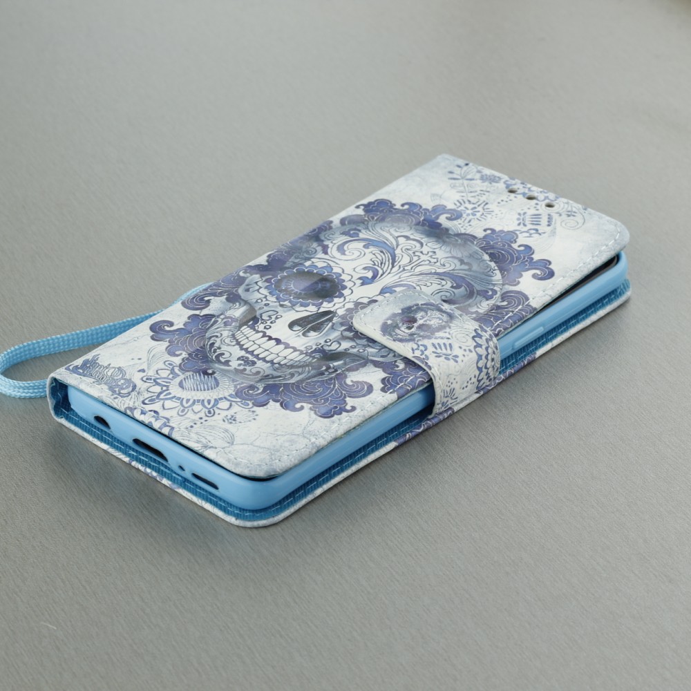 Fourre Samsung Galaxy S10 - 3D Flip Skull - Bleu clair