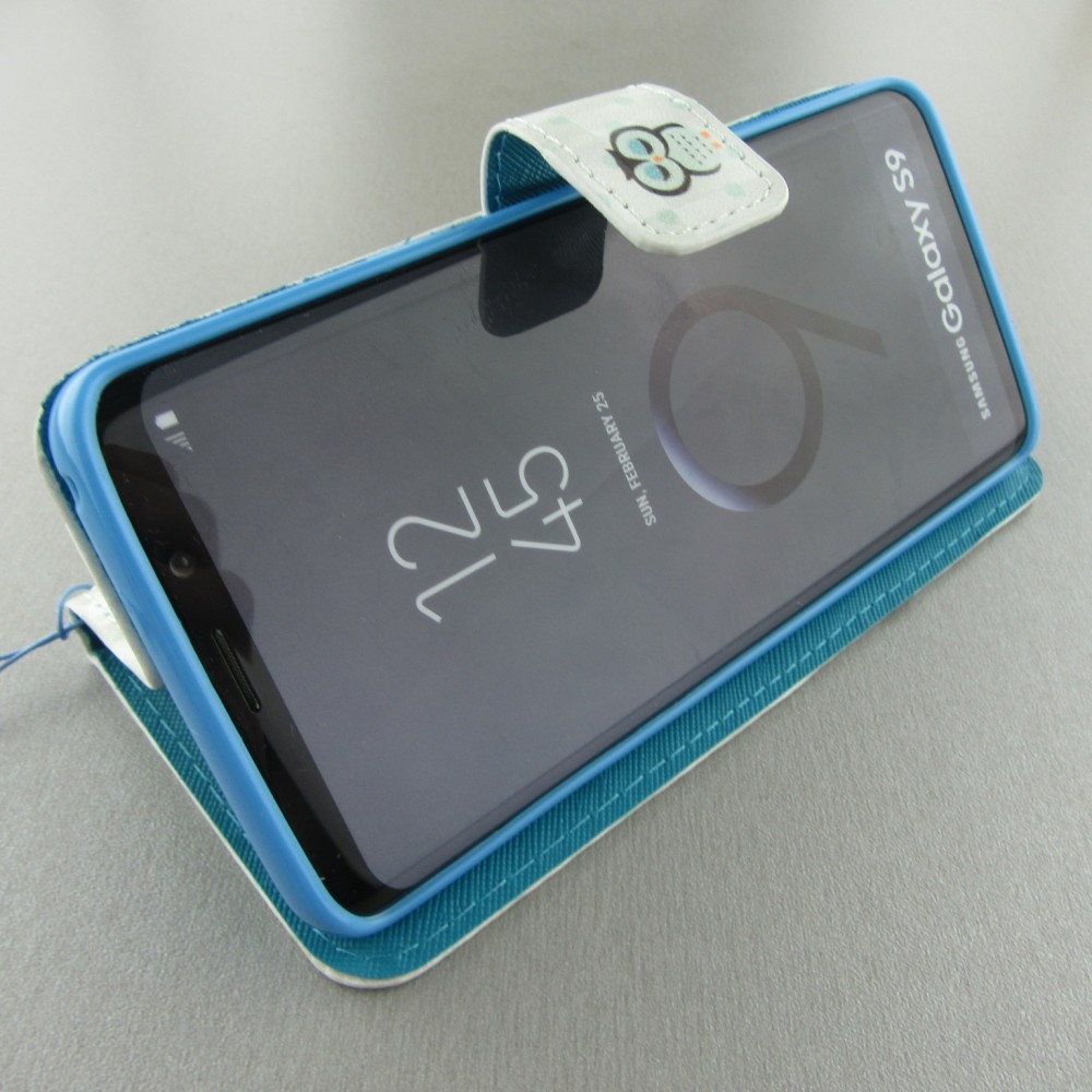 Fourre Samsung Galaxy S9 - 3D Flip hibou - Vert