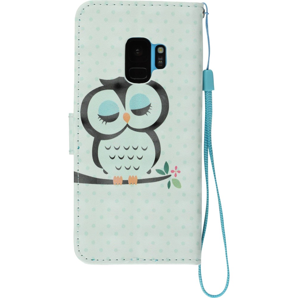 Fourre Samsung Galaxy S9 - 3D Flip hibou - Vert