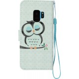 Fourre Samsung Galaxy S9 - 3D Flip hibou - Vert