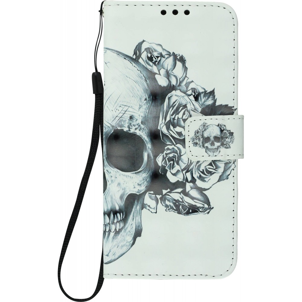 Fourre Samsung Galaxy S9 - 3D Flip skull - Noir