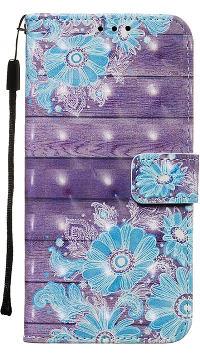 Fourre iPhone 11 - Flip 3D Bleu Flowers