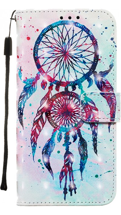 Hülle iPhone 11 - Flip 3D Dreamcatcher blau - Rosa