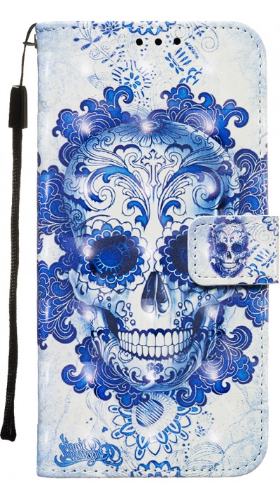 Hülle iPhone 11 - Flip 3D Skull - Hellblau