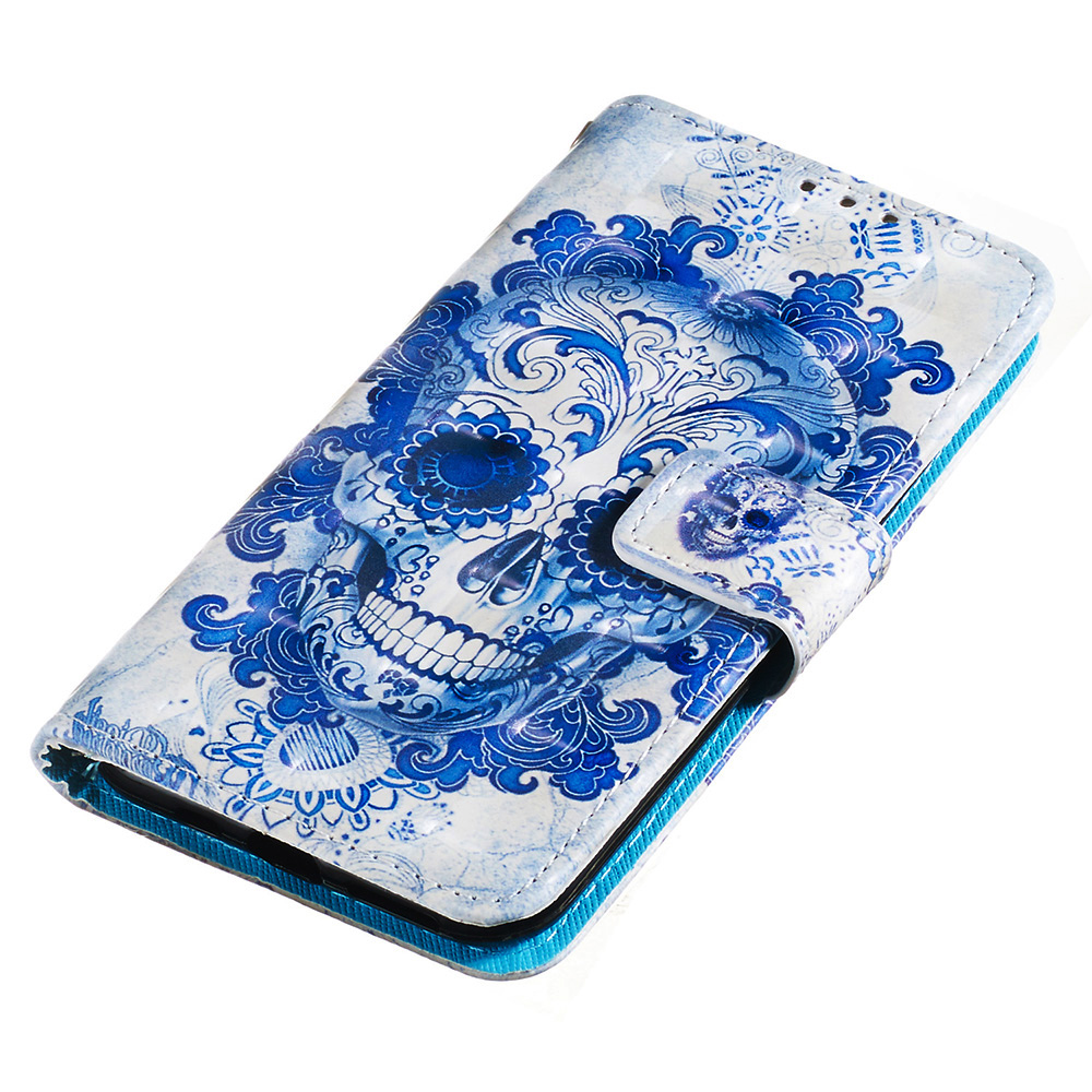 Hülle iPhone 11 - Flip 3D Skull - Hellblau