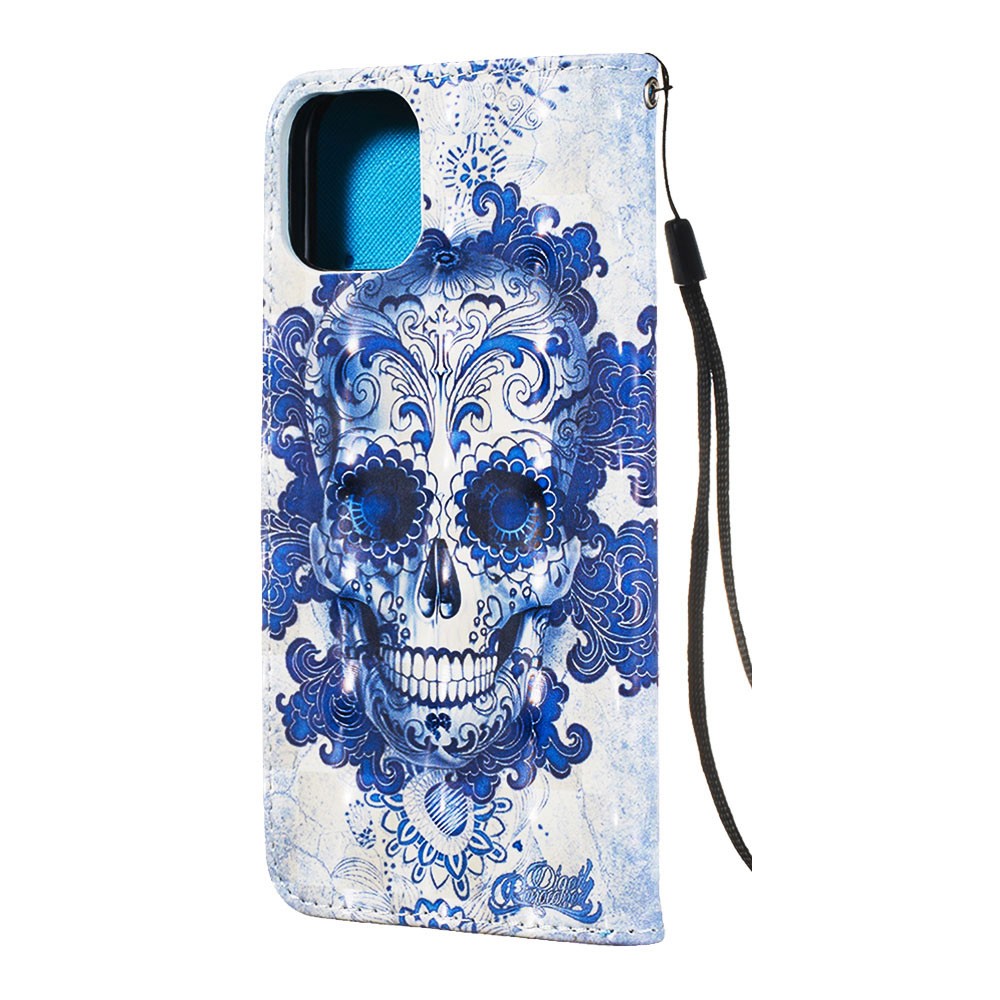 Fourre iPhone 11 - Flip 3D Skull - Bleu clair