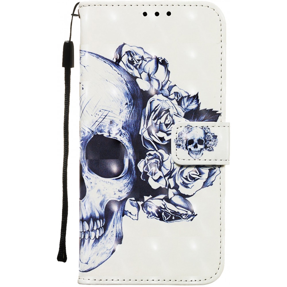 Fourre iPhone 11 - Flip 3D skull - Noir