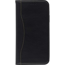 Fourre iPhone 11 - Flip Fierre Shann cuir véritable - Noir