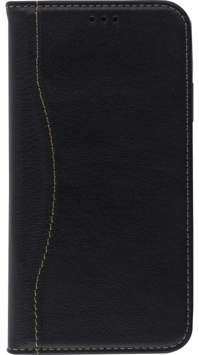 Fourre iPhone 11 - Flip Fierre Shann cuir véritable - Noir