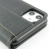 Fourre iPhone XR - Flip Fierre Shann cuir véritable - Noir