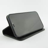 Fourre iPhone 12 mini - Flip Fierre Shann cuir véritable - Noir
