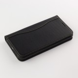 Fourre iPhone 11 - Flip Fierre Shann cuir véritable - Noir