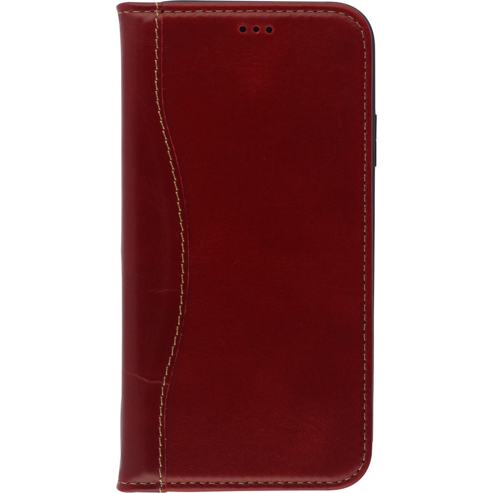 Fourre iPhone 11 - Flip Fierre Shann cuir véritable - Rouge