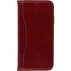 Fourre iPhone 11 - Flip Fierre Shann cuir véritable - Rouge