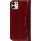 Fourre iPhone XR - Flip Fierre Shann cuir véritable - Rouge