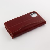 Fourre iPhone XR - Flip Fierre Shann cuir véritable - Rouge