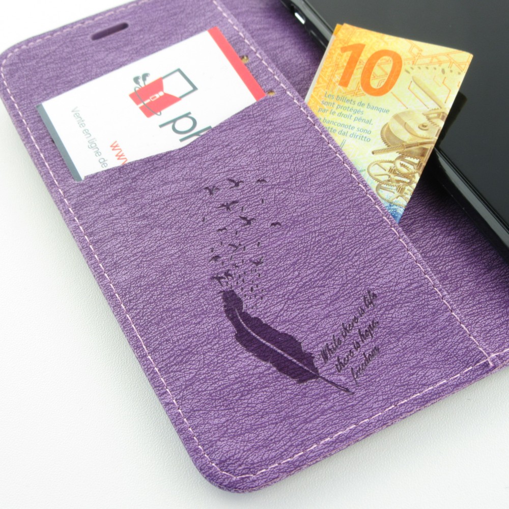 Fourre iPhone 12 / 12 Pro - Flip plume freedom - Violet