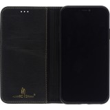 Hülle iPhone 12 Pro Max - Flip Fierre Shann Echtleder - Schwarz