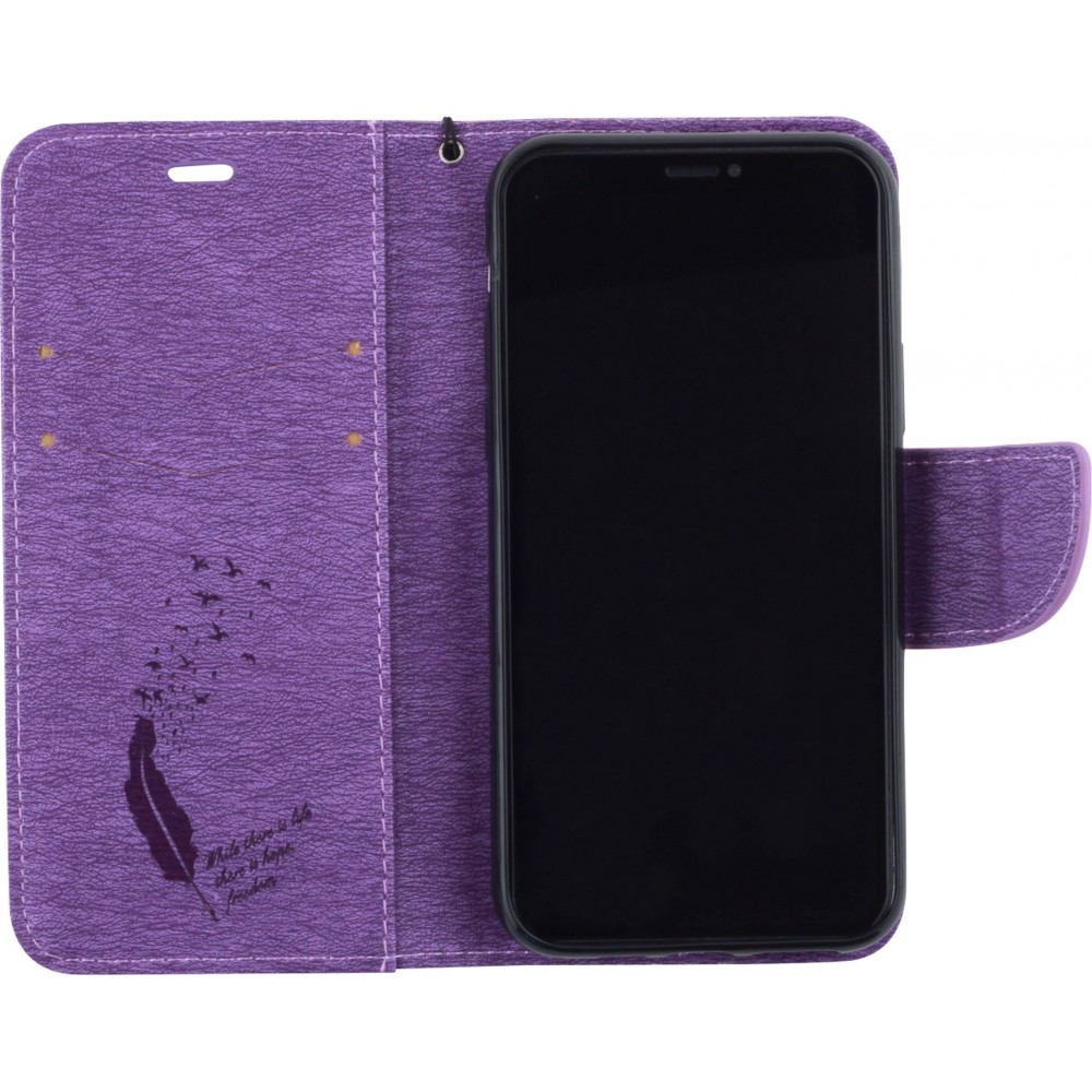 Hülle iPhone 11 Pro - Flip Feder freedom - Violett