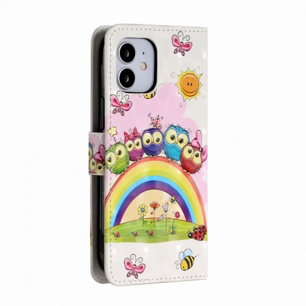 Fourre iPhone 12 Pro Max - 3D Flip Cartoon hiboux