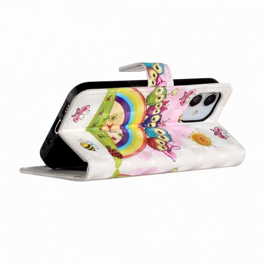 Fourre iPhone 11 - 3D Flip Cartoon hiboux