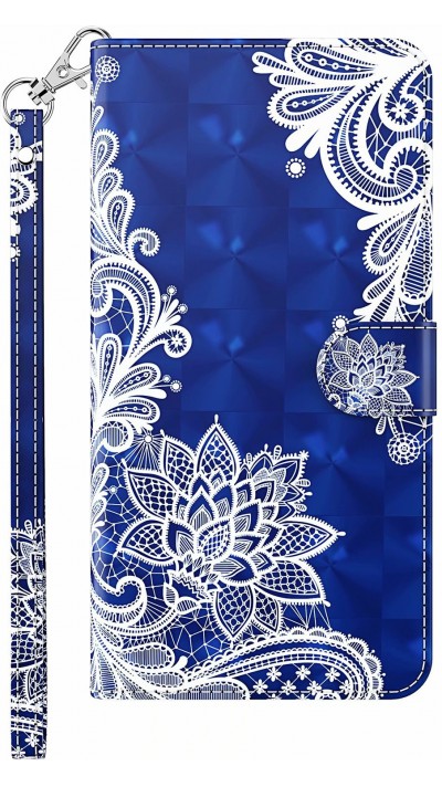 Fourre iPhone 13 - 3D Flip Oriental - Bleu