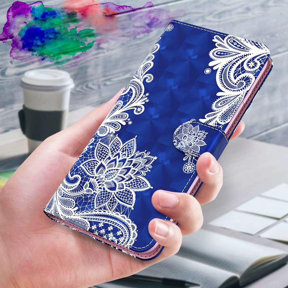 Hülle iPhone 7 / 8 / SE (2020, 2022) - 3D Flip Oriental blau