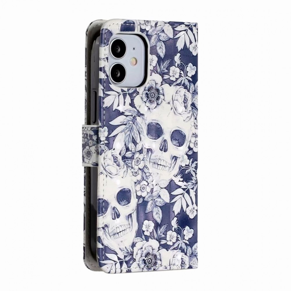 Hülle iPhone 12 / 12 Pro - 3D Flip Skull dunkelblau