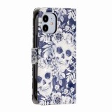 Hülle iPhone 12 / 12 Pro - 3D Flip Skull dunkelblau