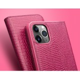 Hülle iPhone 12 mini - Qialino Croco Flip Echtleder - Rosa