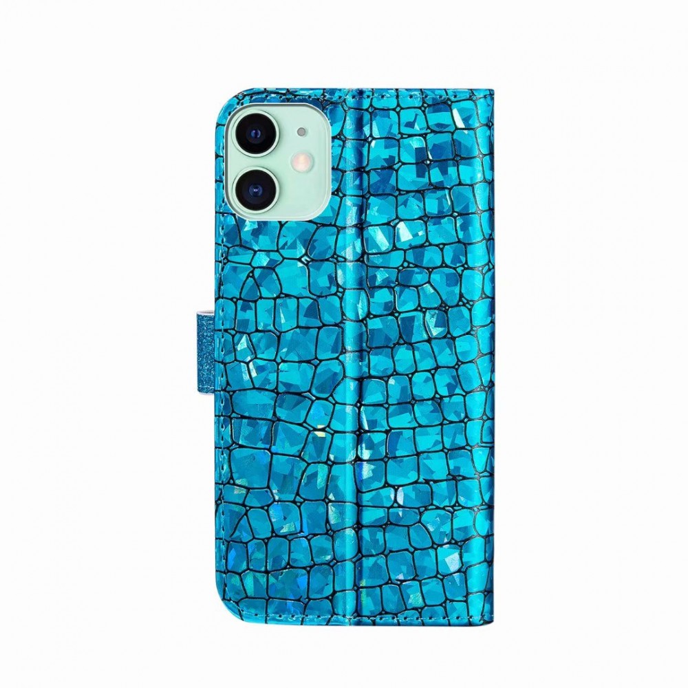 Fourre iPhone 13 Pro - Flip Croco Strass  - Bleu