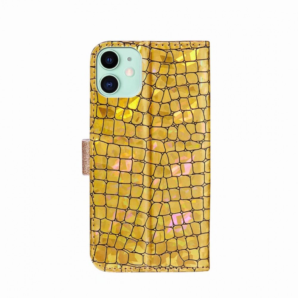 Fourre iPhone 13 - Flip Croco Strass  - Or