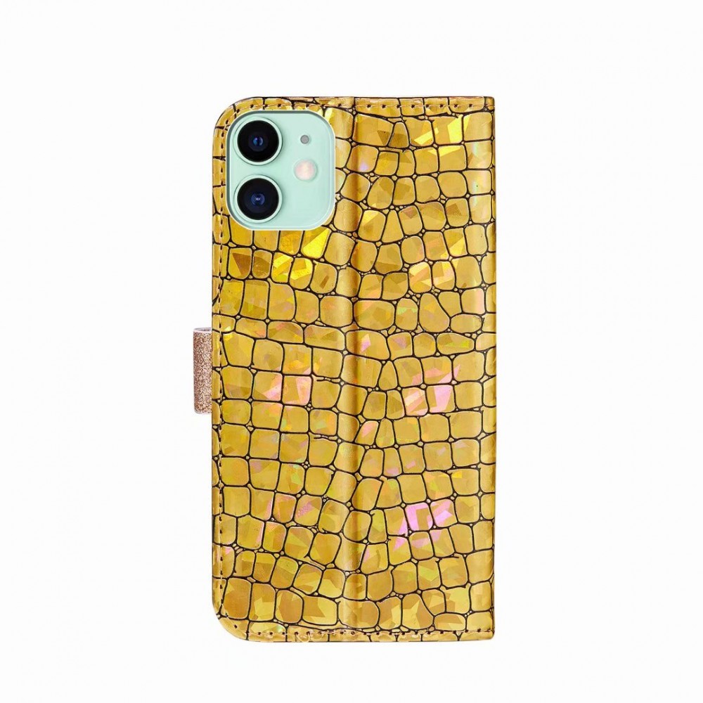 Fourre iPhone 13 Pro - Flip Croco Strass  - Or