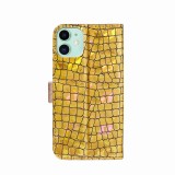 Hülle iPhone 12 Pro Max - Flip Croco Strass  - Gold