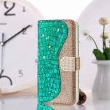 Hülle iPhone 13 - Flip Croco Strass  grün