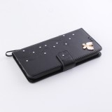 Fourre iPhone 12 / 12 Pro - Flip papillon Strass - Noir