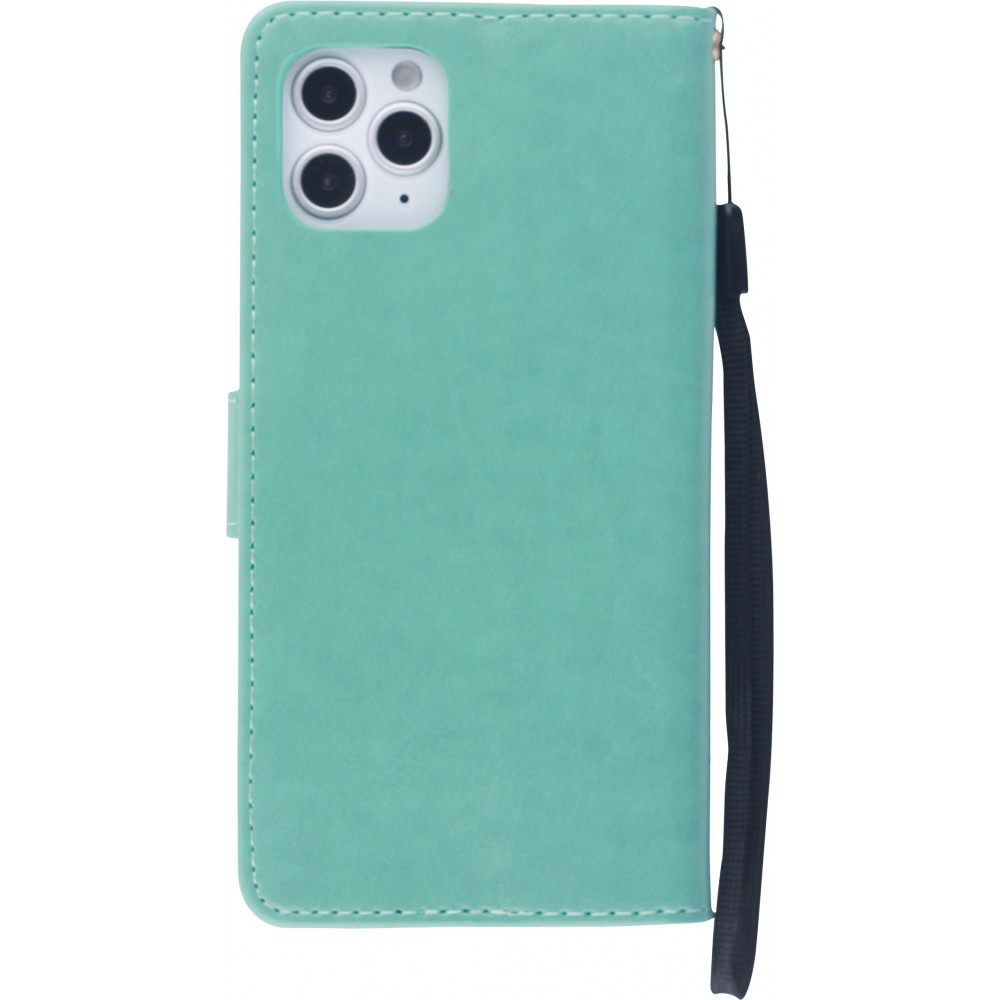 Fourre iPhone 12 / 12 Pro - Flip papillon Strass - Turquoise