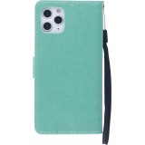 Fourre iPhone 12 / 12 Pro - Flip papillon Strass - Turquoise