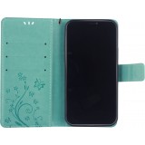 Fourre iPhone 12 / 12 Pro - Flip papillon Strass - Turquoise
