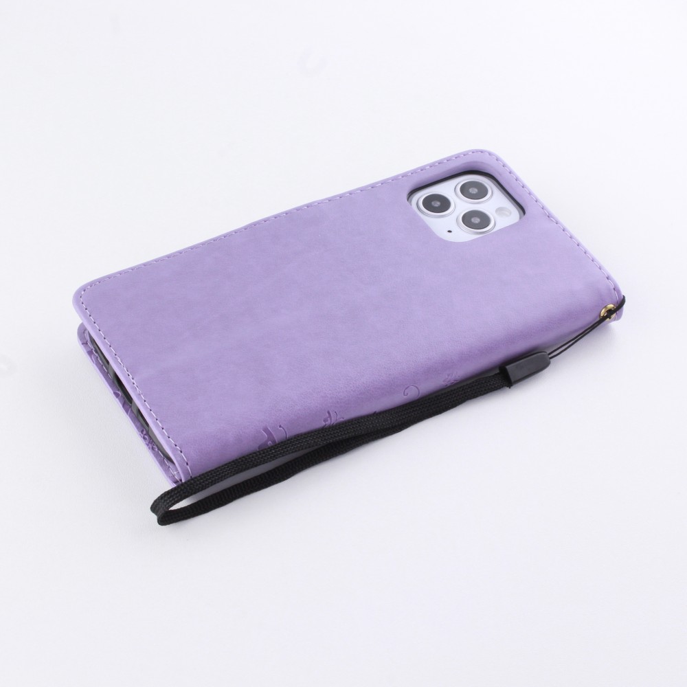 Fourre iPhone 12 / 12 Pro - Flip papillon Strass - Violet