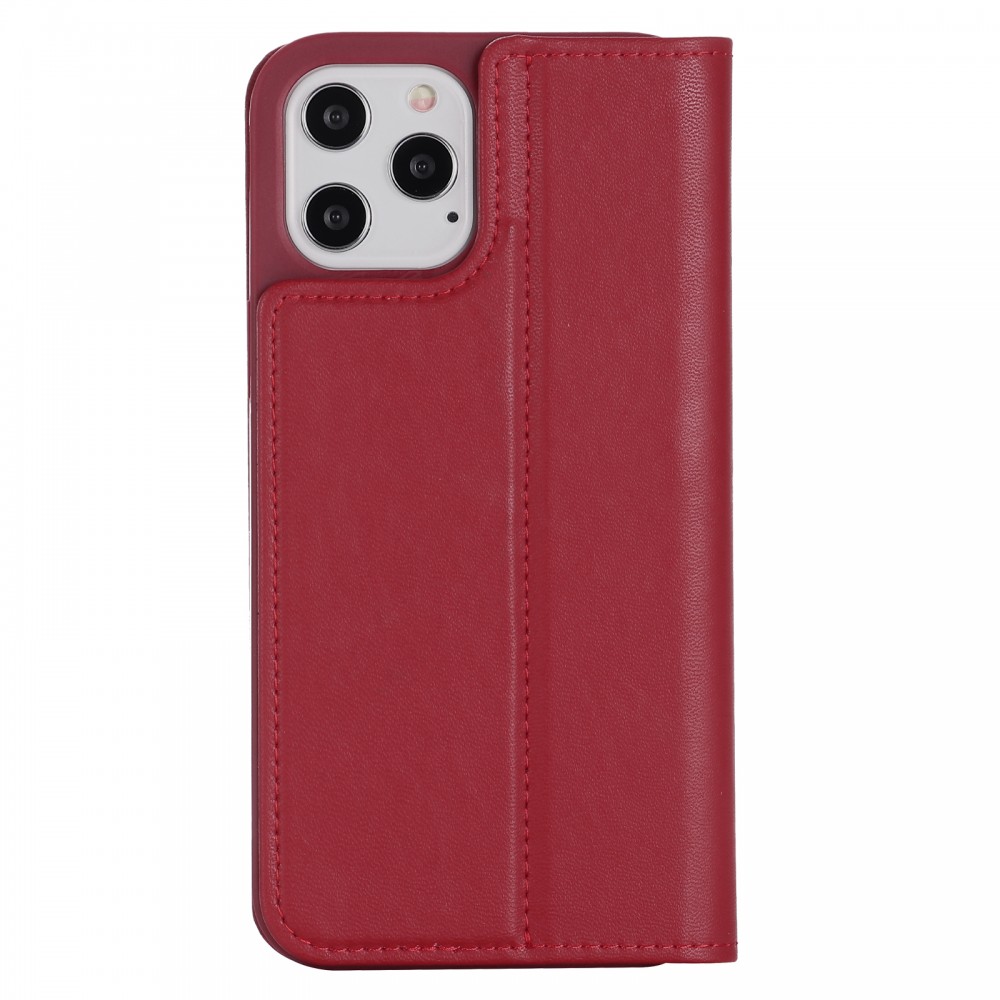 iPhone 12 / 12 Pro Case Hülle - GEBEi Kala Serie Luxus in echtem Leder, Kartenhalter, Videohalter - Rot