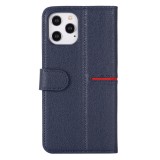 iPhone 12 / 12 Pro Case Hülle - GEBEi Yaqi series Luxus, Echtleder, Kartenhalter, Videohalter - Blau