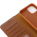 Fourre iPhone 12 / 12 Pro - GEBEi Yaqi séries luxe en cuir véritable, porte-cartes, support vidéo - Brun