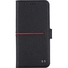 iPhone 12 / 12 Pro Case Hülle - GEBEi Yaqi series Luxus, Echtleder, Kartenhalter, Videohalter - Schwarz