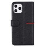 iPhone 12 / 12 Pro Case Hülle - GEBEi Yaqi series Luxus, Echtleder, Kartenhalter, Videohalter - Schwarz